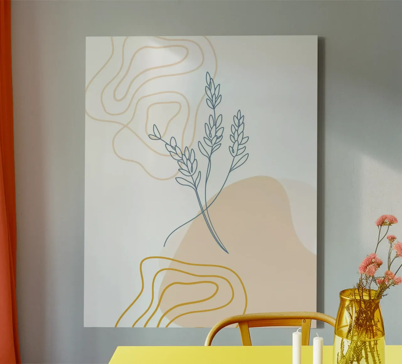 Minimalistische droogbloemen canvas met Baklijst van YSV MINIMALIST
