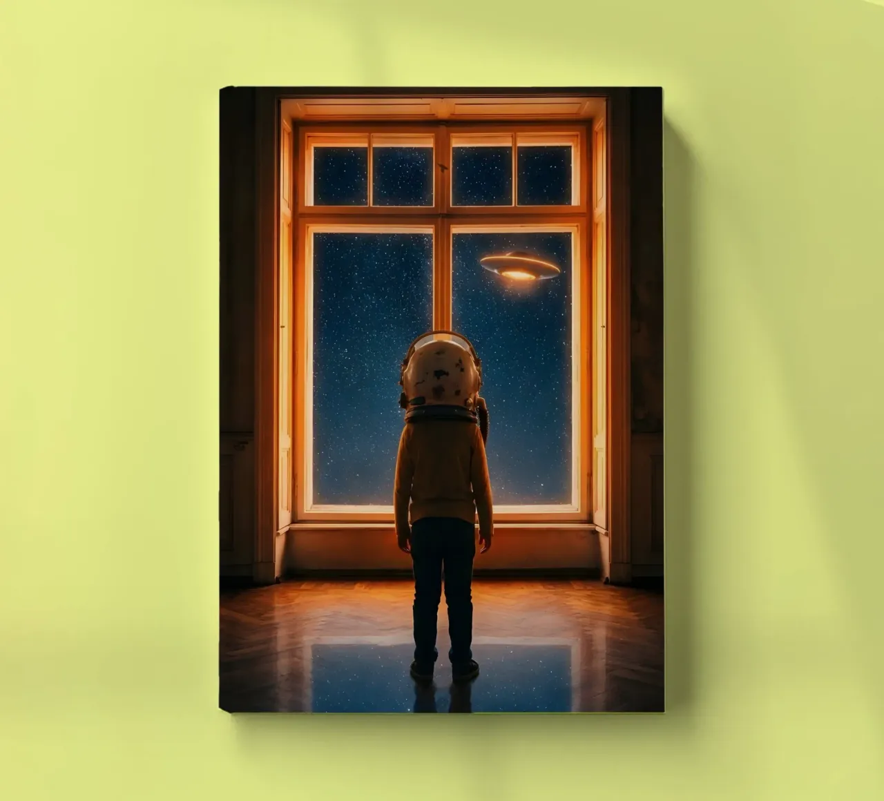Wonder of the Unknown: Kid Astronaut and UFO Window Art notebook by Cosmic Reverie Studio