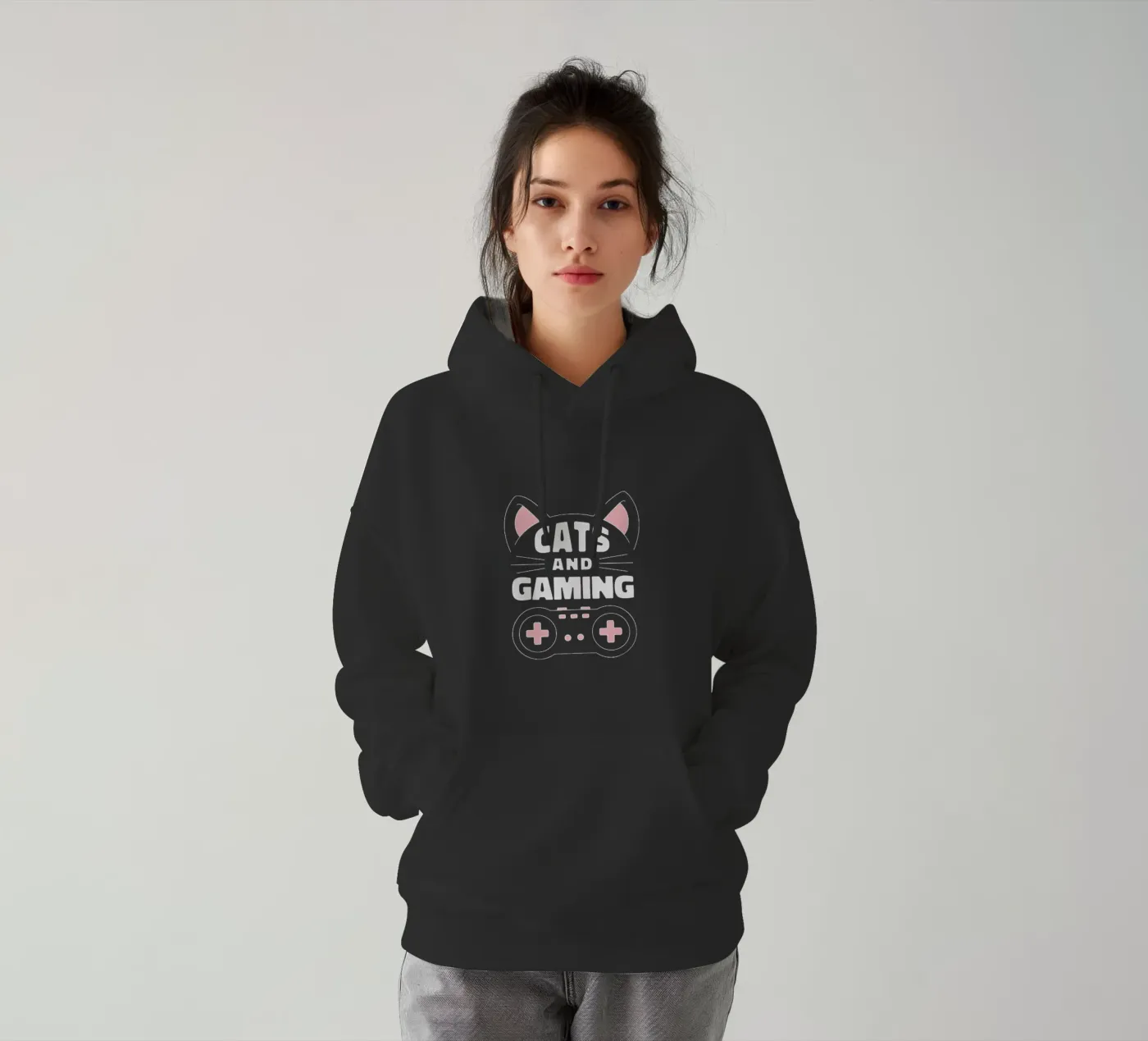 Gatto e gioco felpa con cappuccio da Gunawan Rb