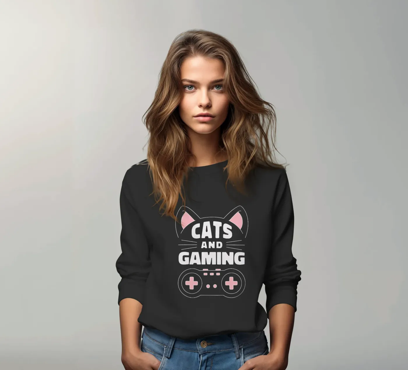 Cat & Game sweatshirt by Gunawan Rb