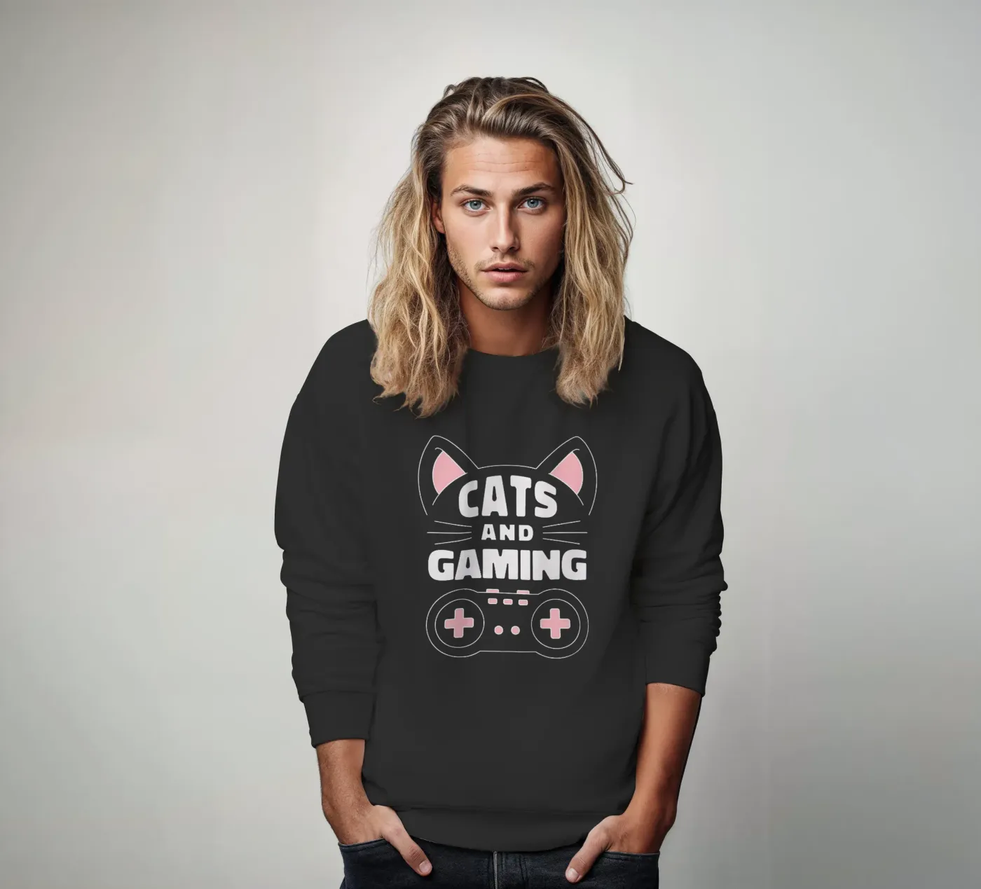 Cat & Game sweatshirt by Gunawan Rb