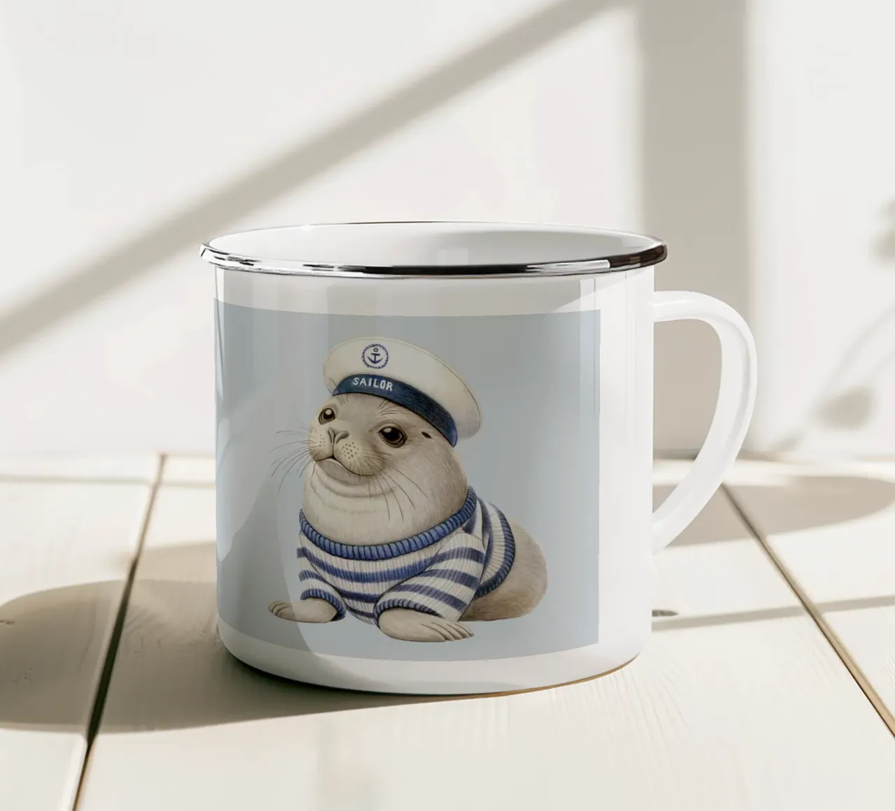 Piccola foca marinaio tazza in smalto da Graphit und Farbe