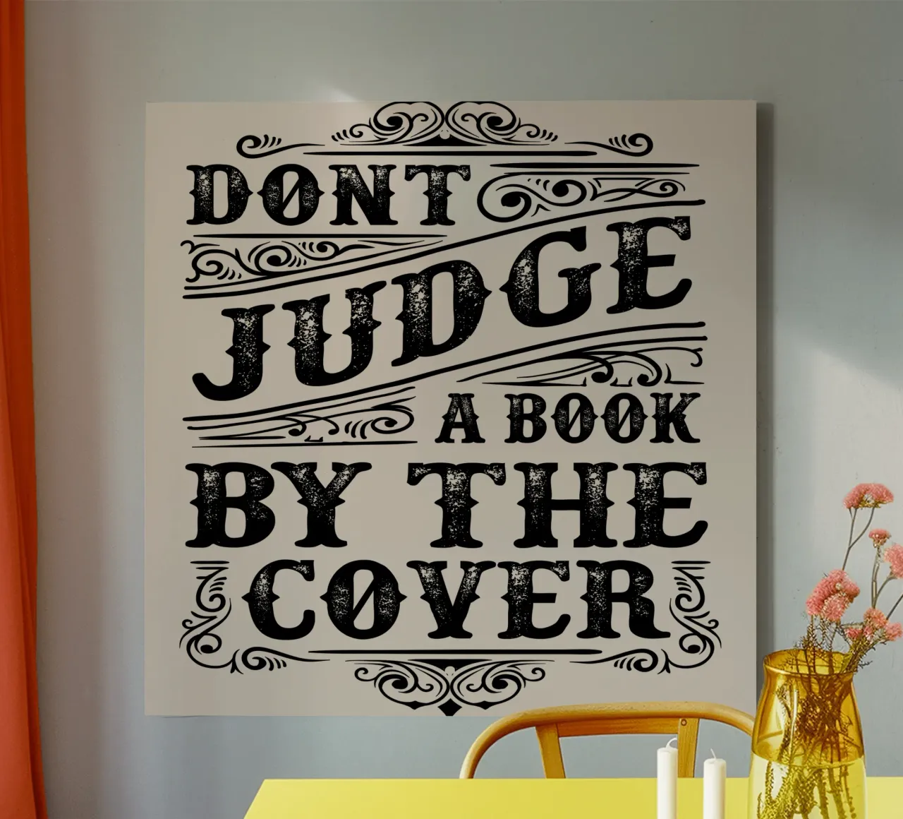 Dont judge book by The Cover canvas with Floater frame by Gunawan Rb