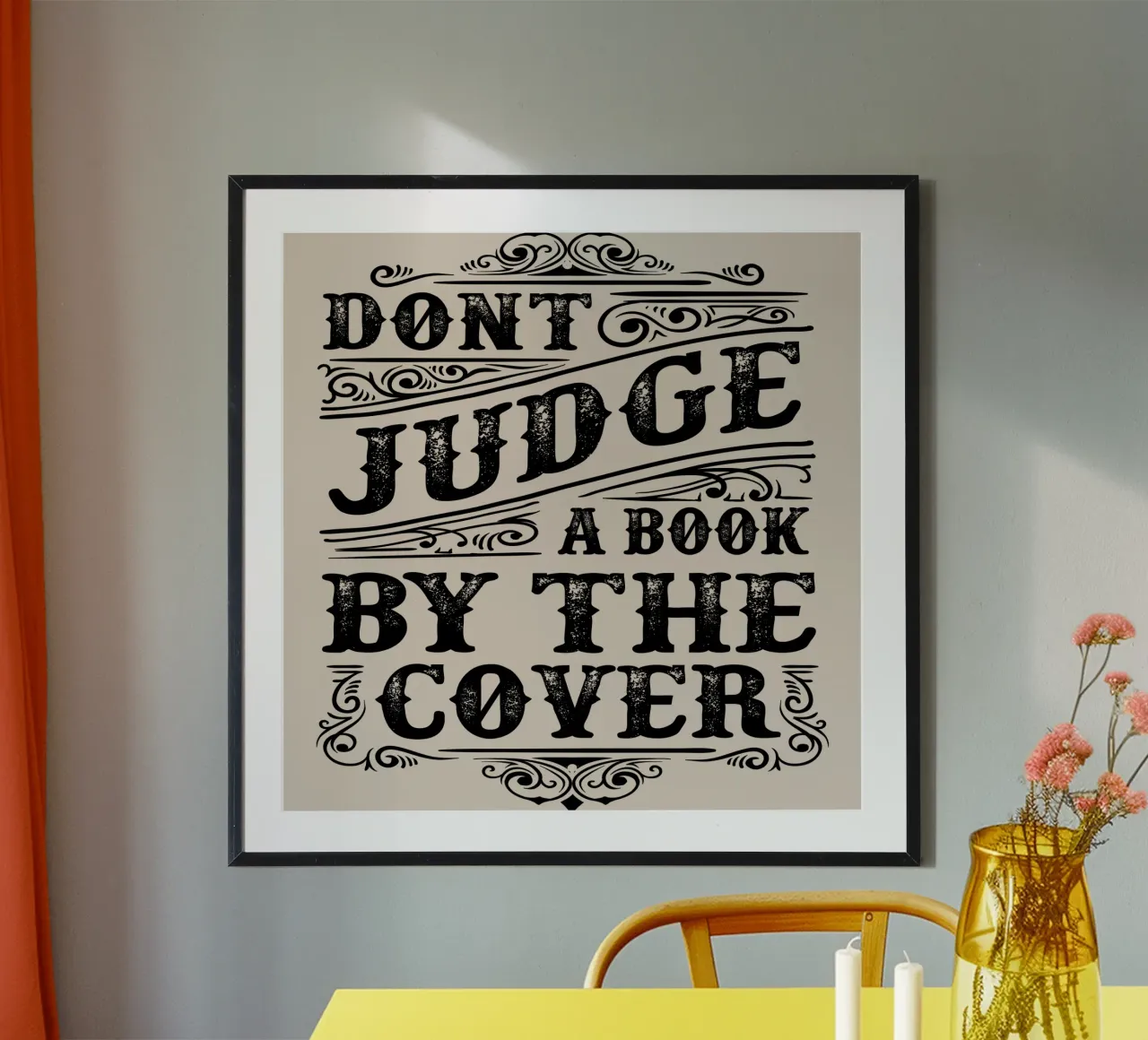 Non giudicare il libro dalla copertina poster con telaio in legno da Gunawan Rb