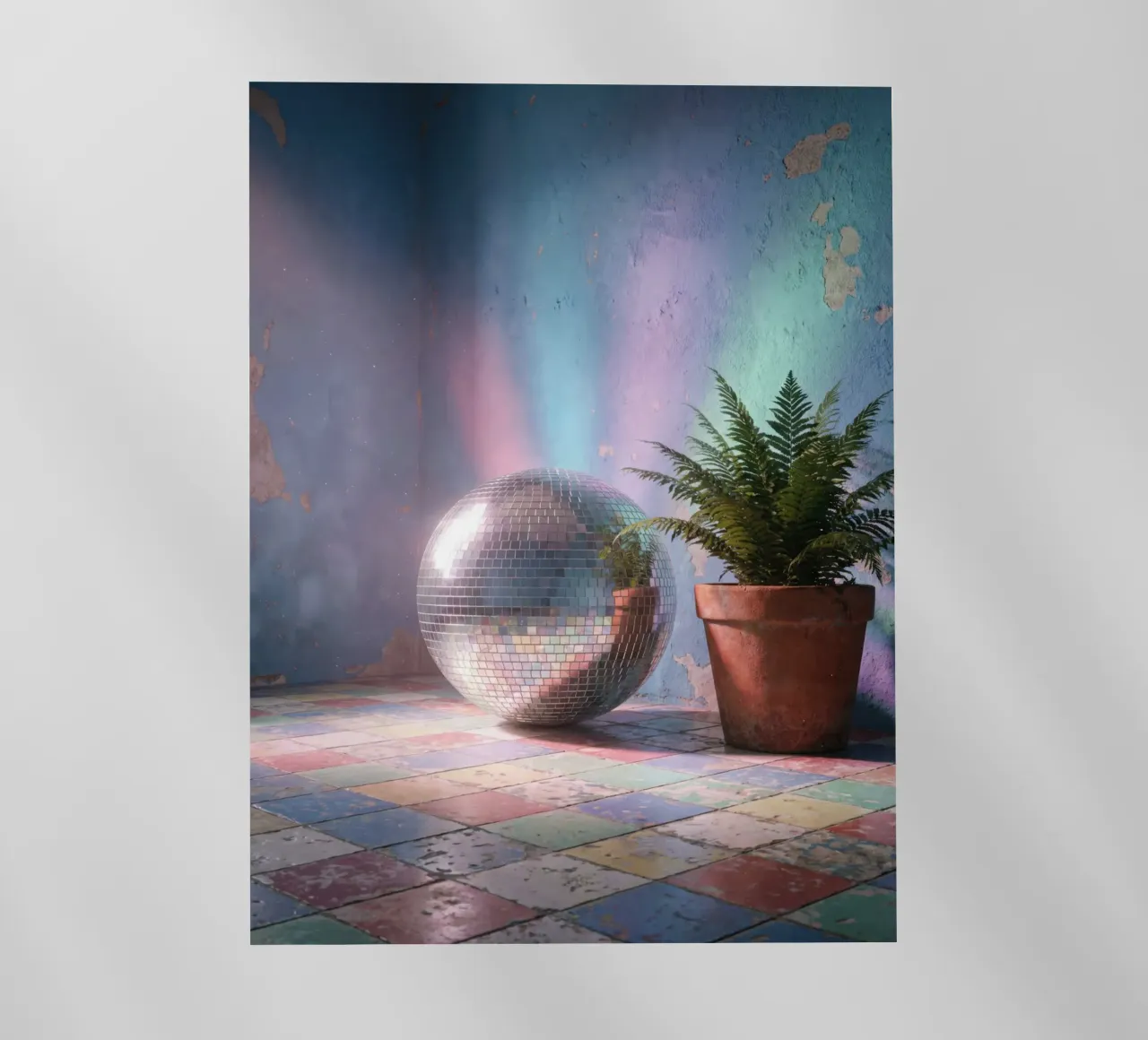 Grosse Disko Kugel, Abstrakte digitales Bild mit retro Vibes pellicola backlit da RB-Digital-Paintings