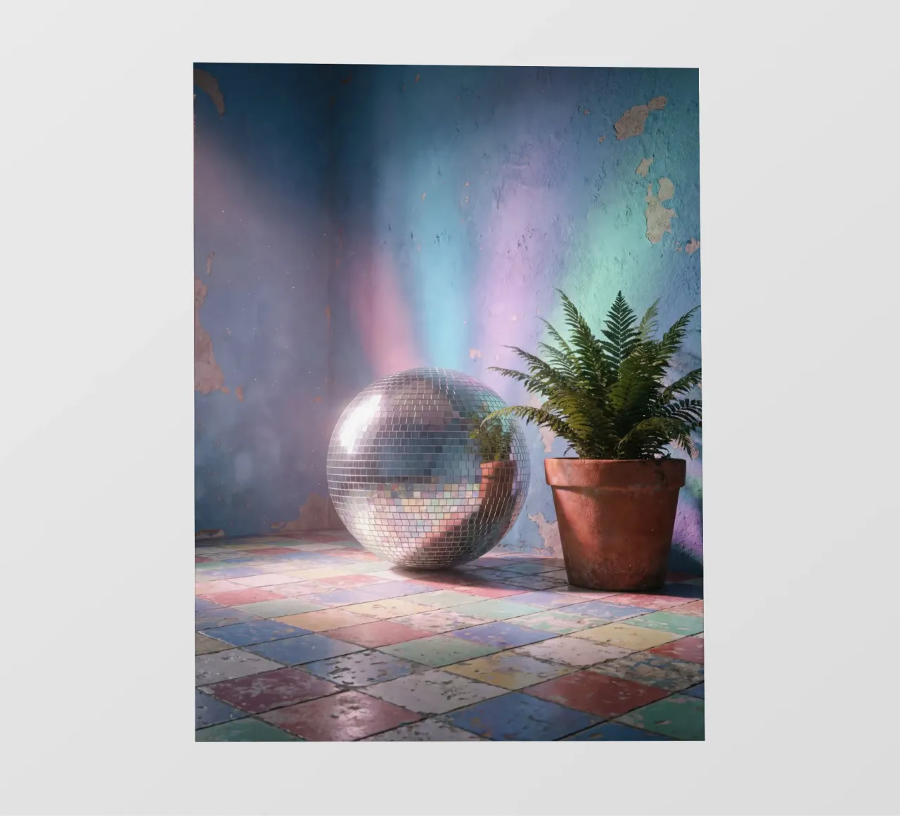 Grosse Disko Kugel, Abstrakte digitales Bild mit retro Vibes pellicola backlit da RB-Digital-Paintings