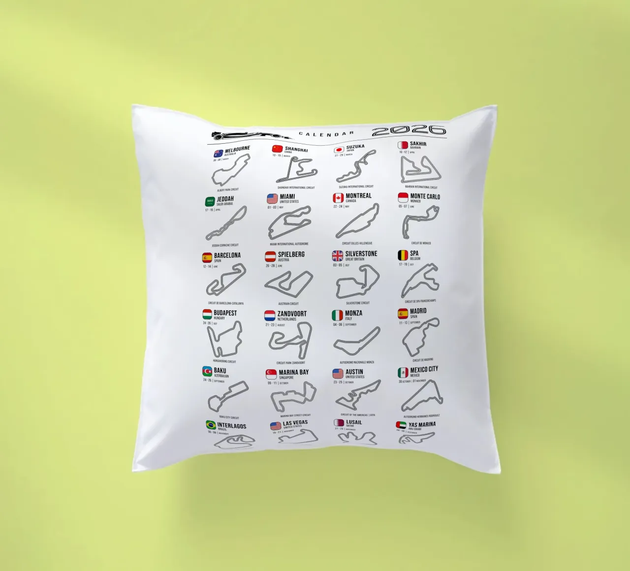 Programma Auto da corsa di Formula 2026 cuscino da Mariel Toigo