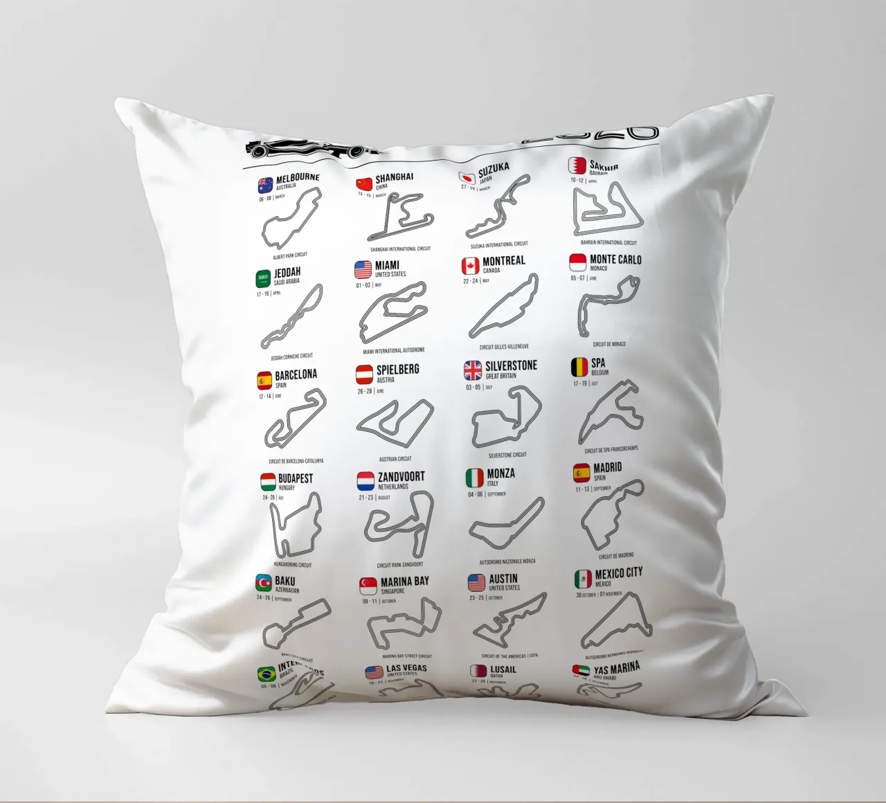 Programma Auto da corsa di Formula 2026 cuscino da Mariel Toigo