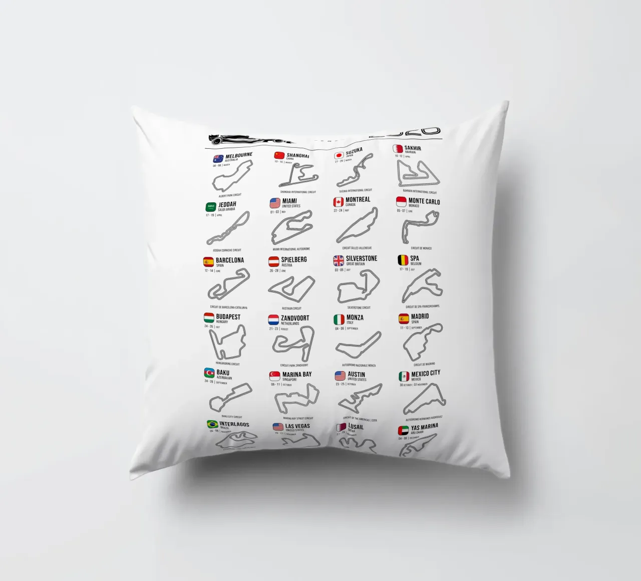 Programma Auto da corsa di Formula 2026 cuscino da Mariel Toigo