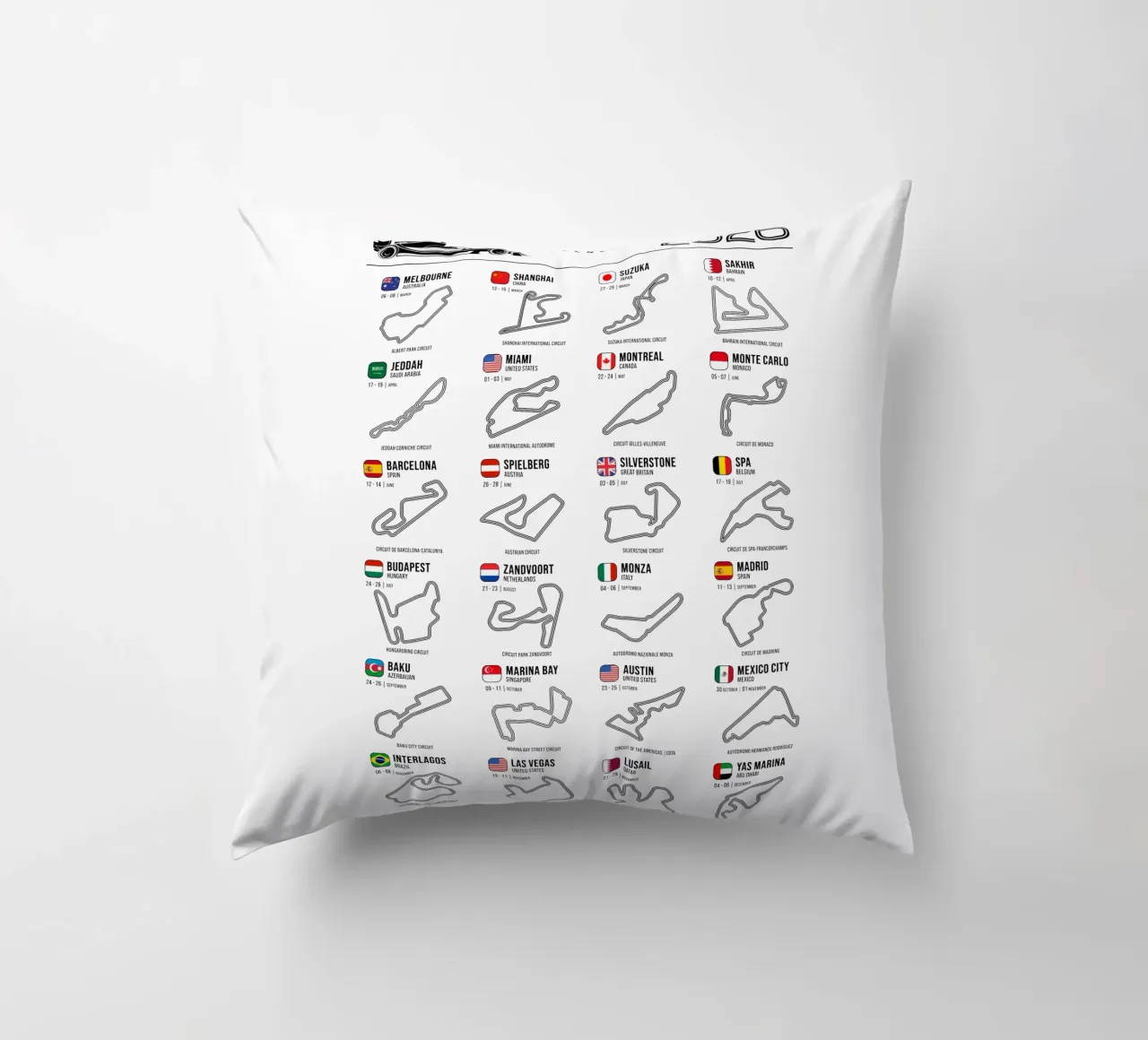 Programma Auto da corsa di Formula 2026 cuscino da Mariel Toigo