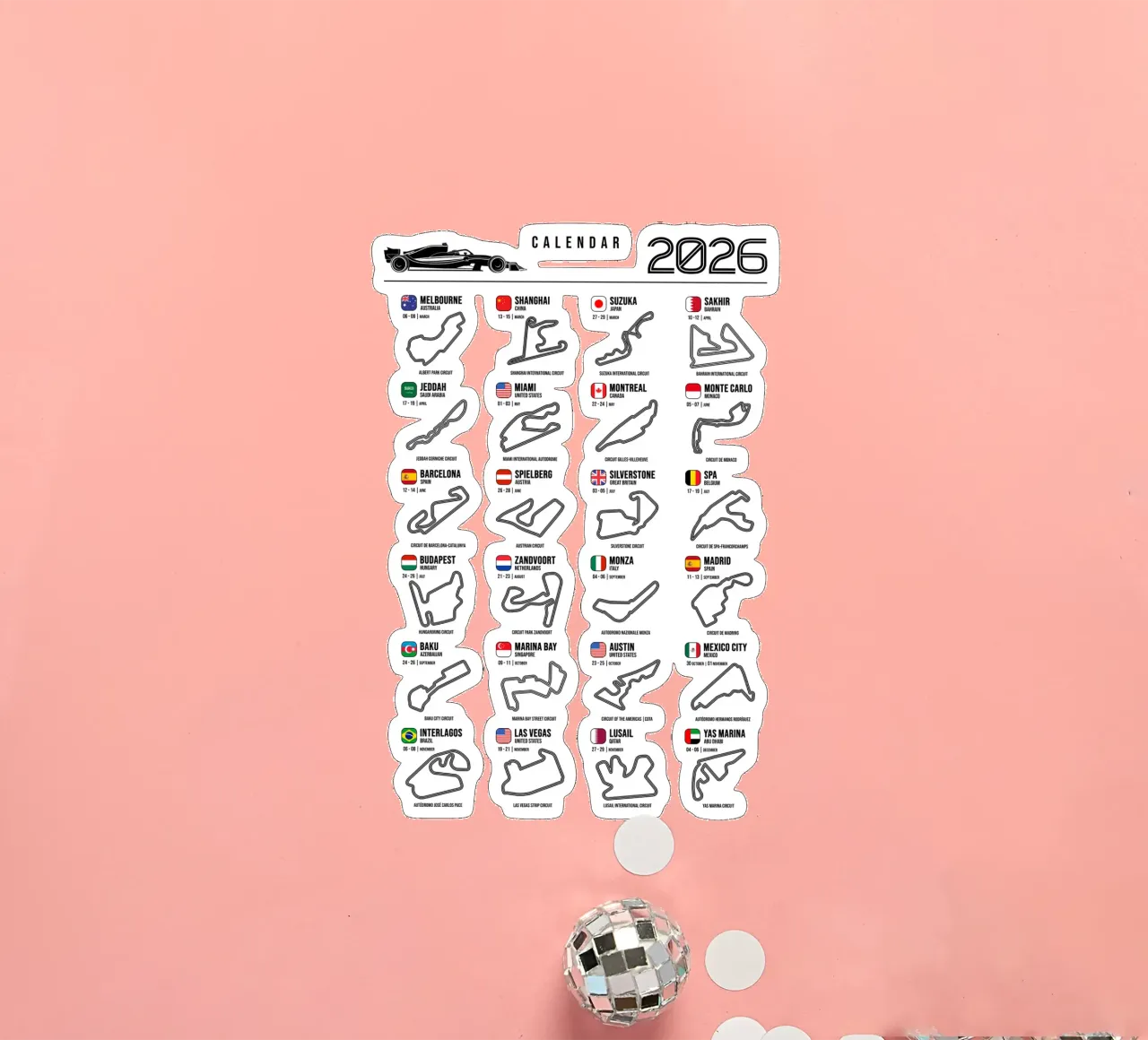 Programma Auto da corsa di Formula 2026 adesivo da Mariel Toigo