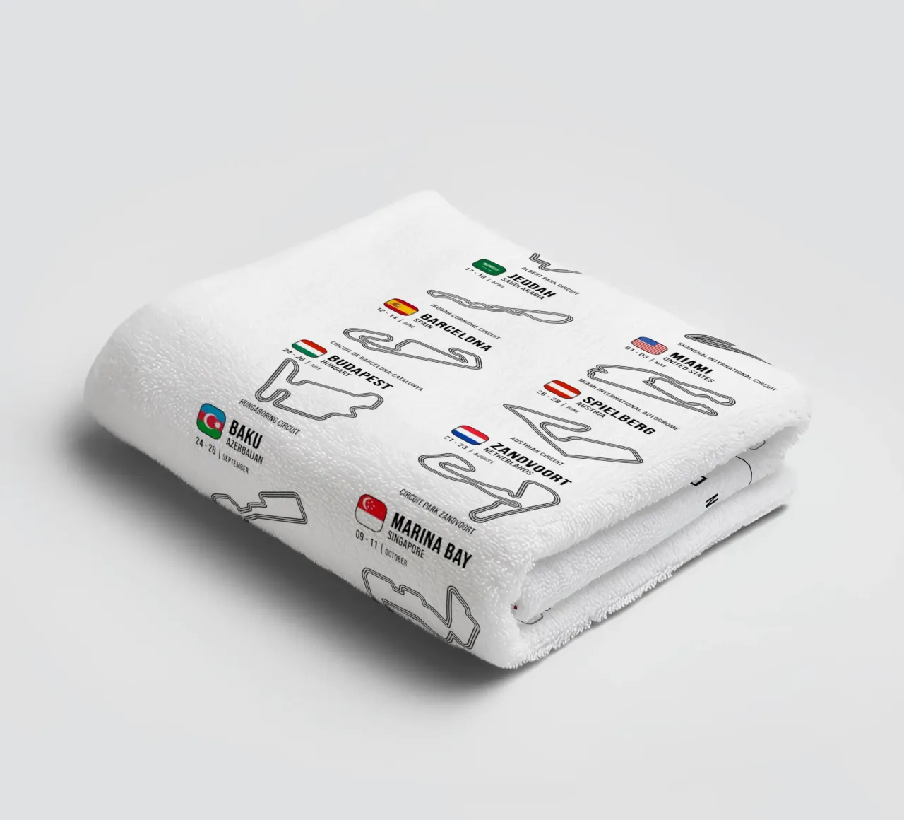 Programma Auto da corsa di Formula 2026 asciugamano da bagno da Mariel Toigo