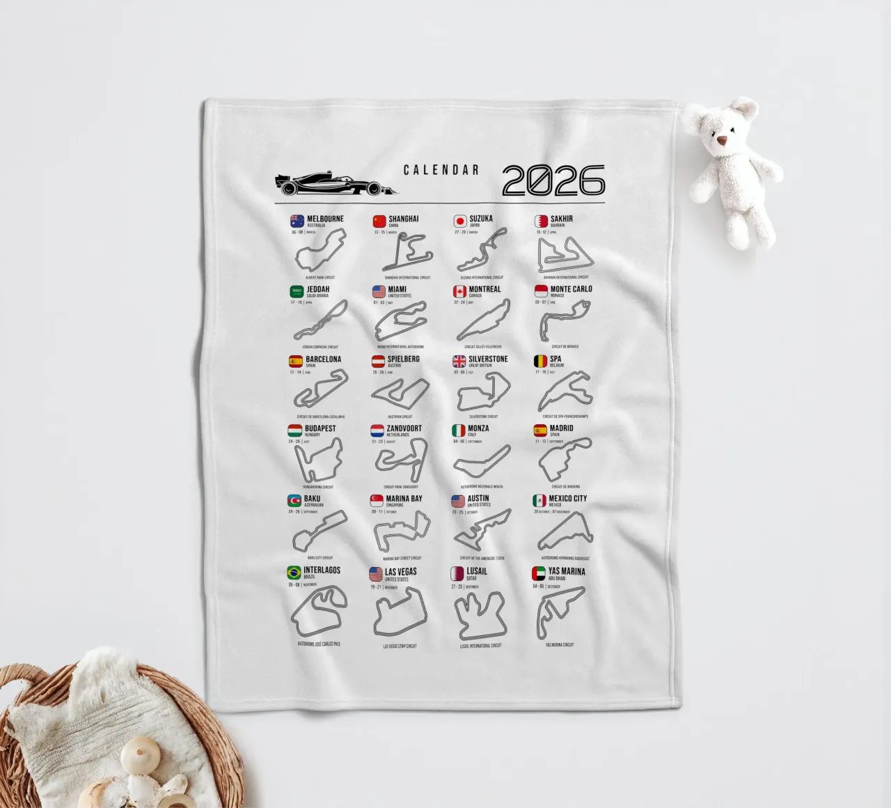 Programma Auto da corsa di Formula 2026 coperta in pile da Mariel Toigo