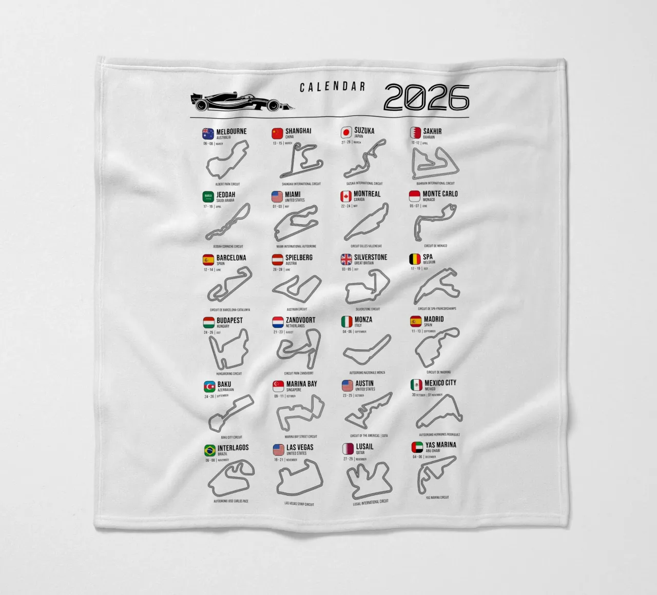 Programma Auto da corsa di Formula 2026 coperta in pile da Mariel Toigo