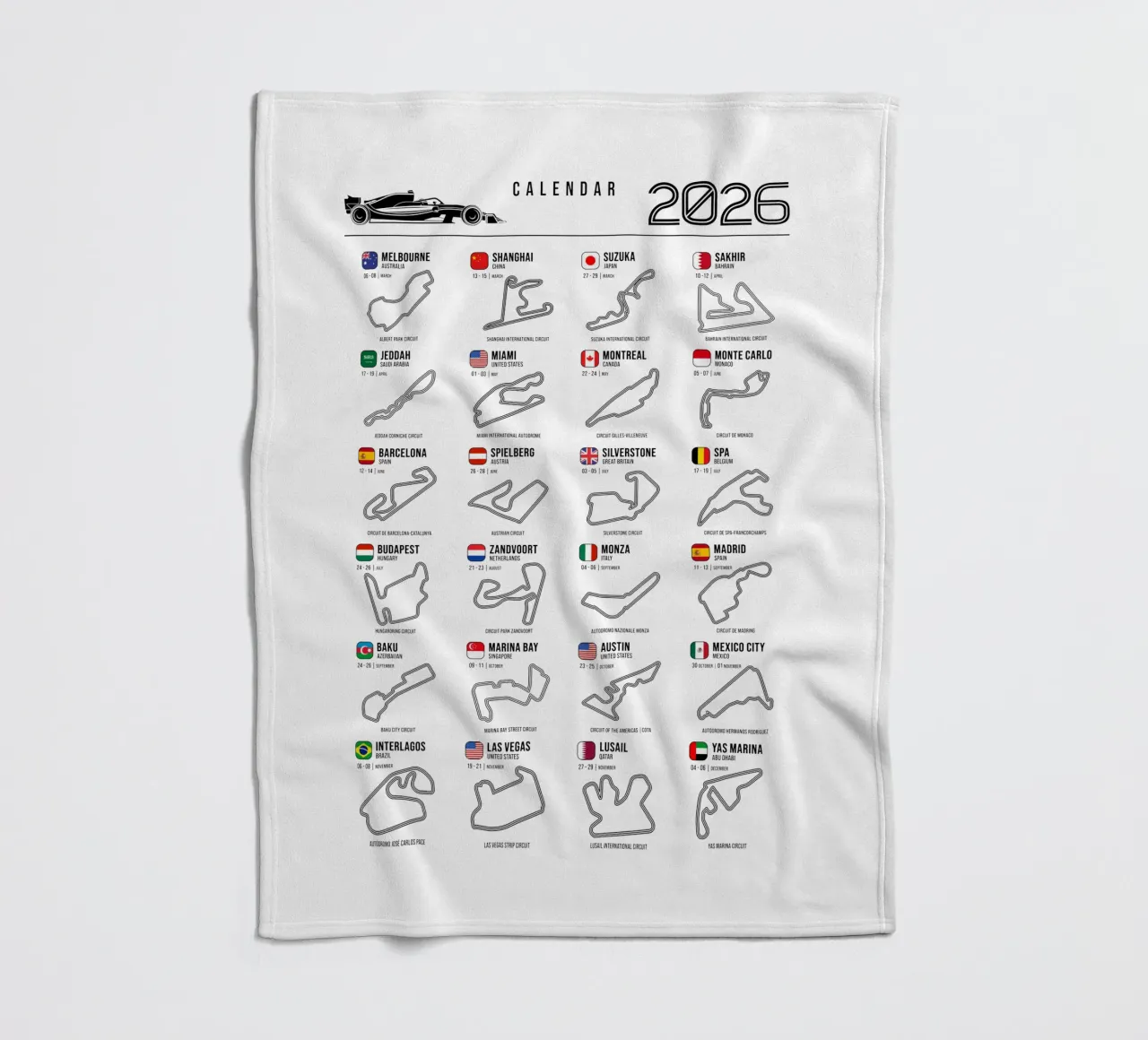 Programma Auto da corsa di Formula 2026 coperta in pile da Mariel Toigo