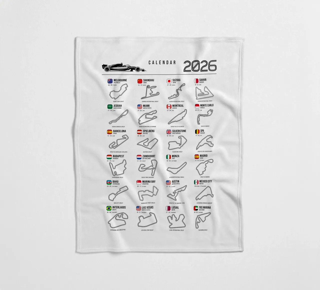 Programma Auto da corsa di Formula 2026 coperta in pile da Mariel Toigo