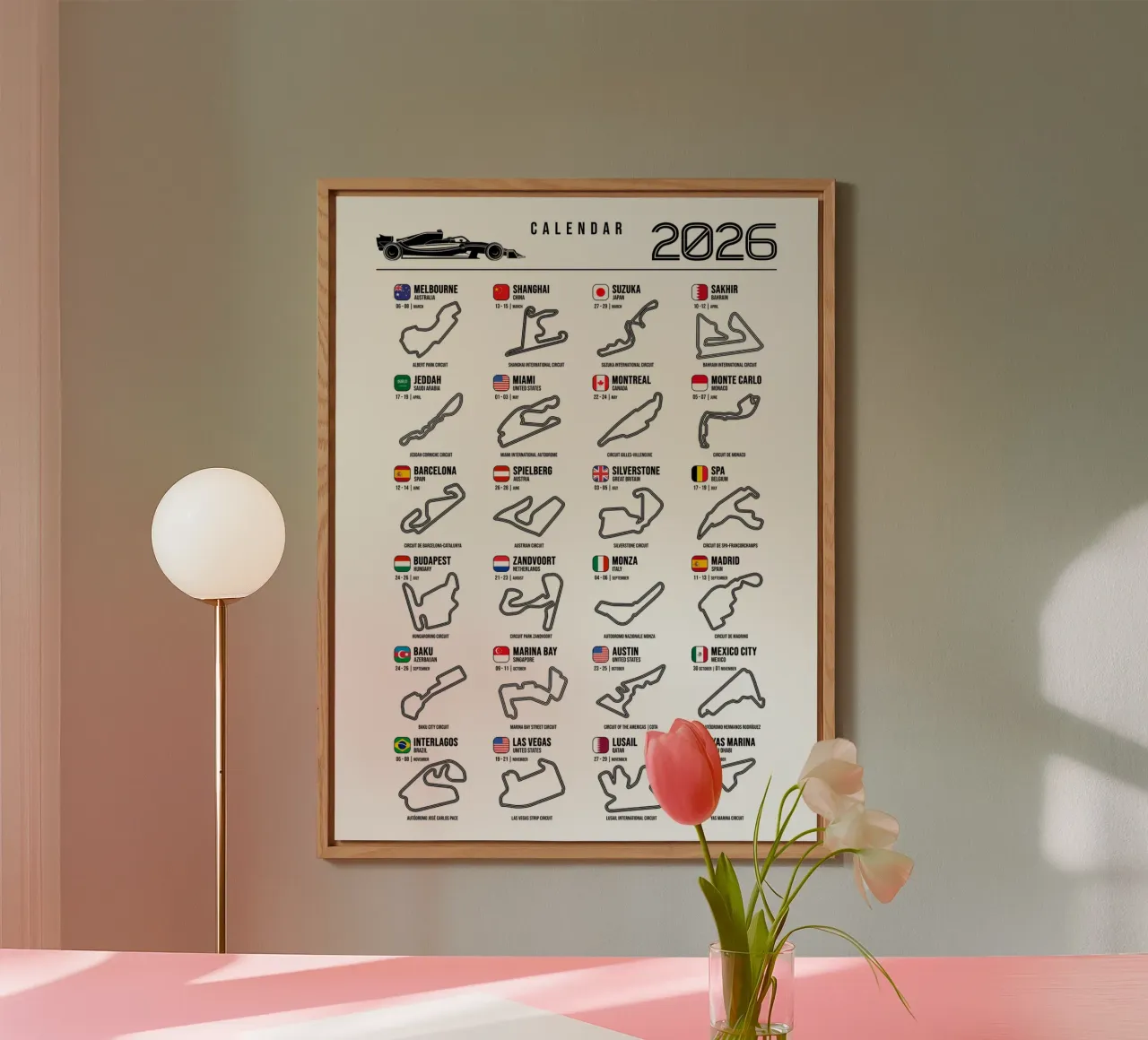 Programma Auto da corsa di Formula 2026 alluminio dibond da Mariel Toigo