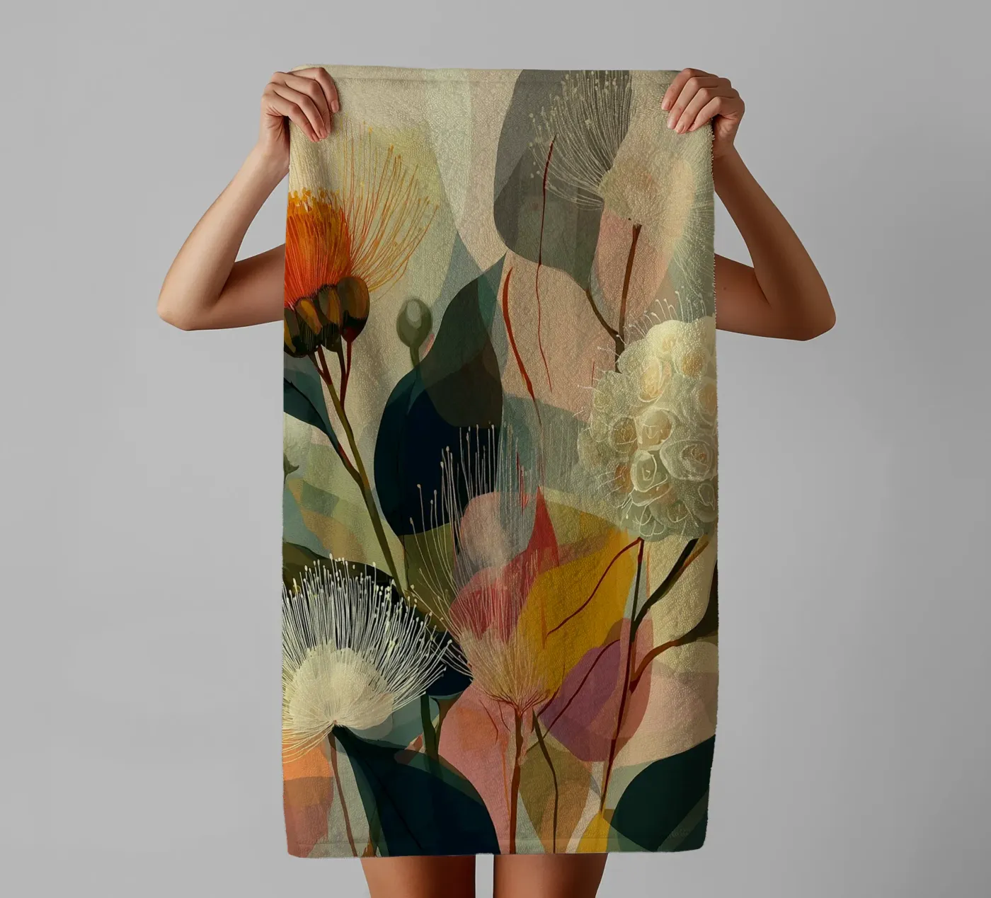 Boho Blumen badhanddoek van Jana Leonenkov Art
