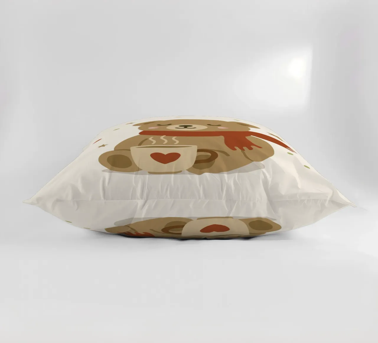 Simpatico orso in inverno con sciarpa e tazza calda cuscino da NA/MO