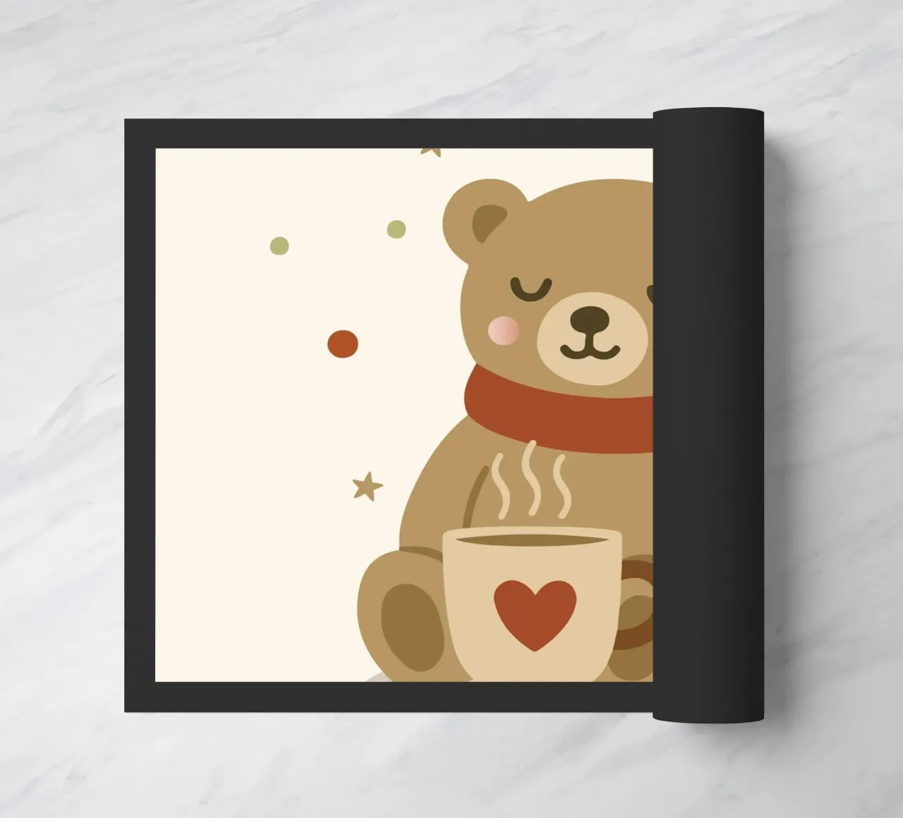 Simpatico orso in inverno con sciarpa e tazza calda zerbino da NA/MO