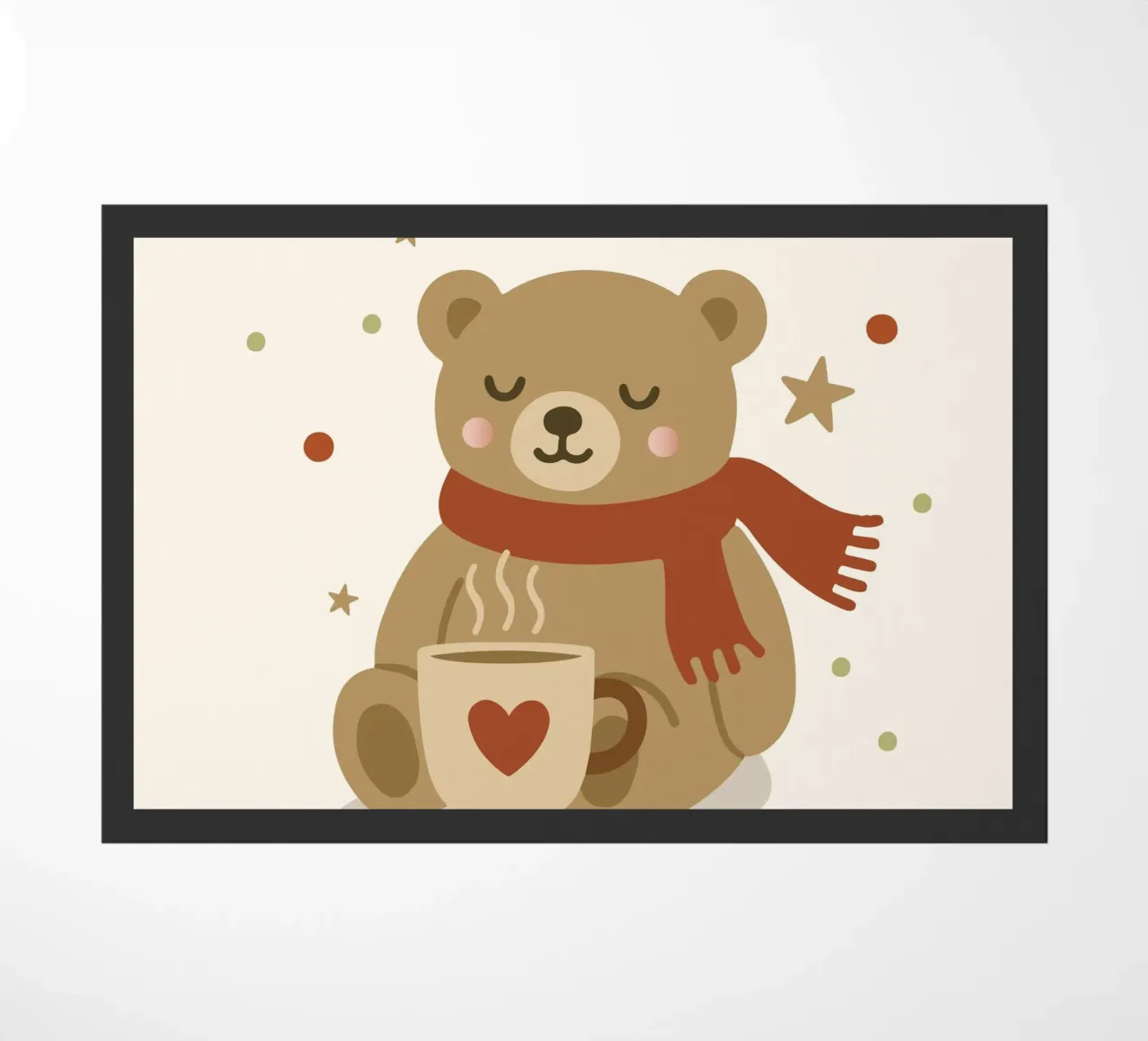 Simpatico orso in inverno con sciarpa e tazza calda zerbino da NA/MO