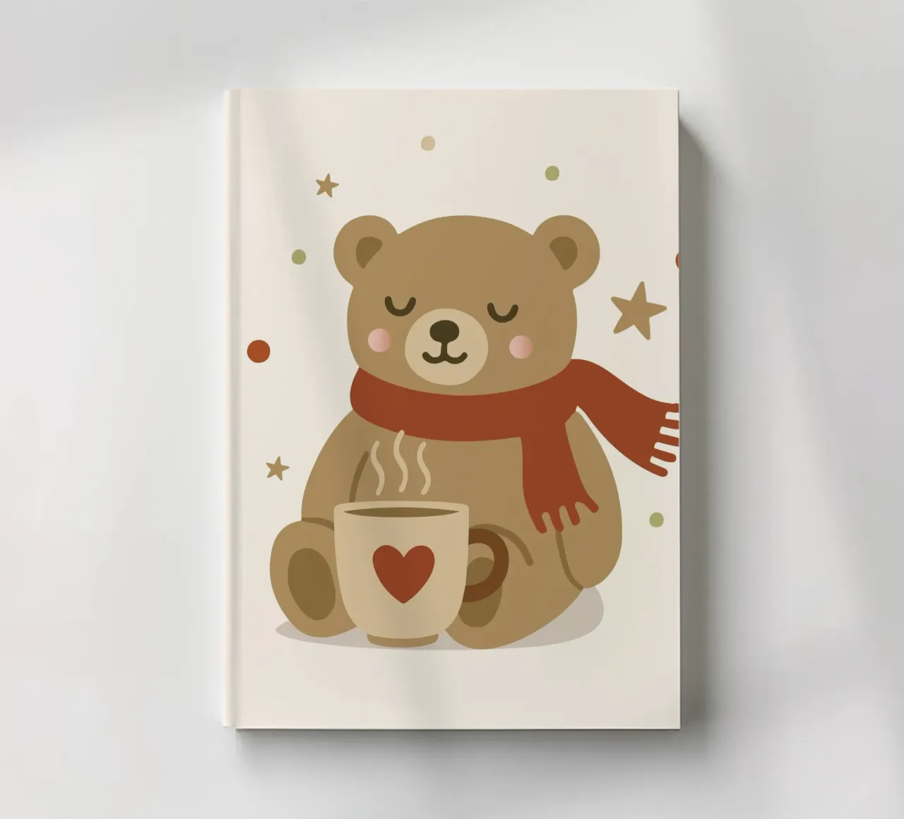 Simpatico orso in inverno con sciarpa e tazza calda diario da NA/MO