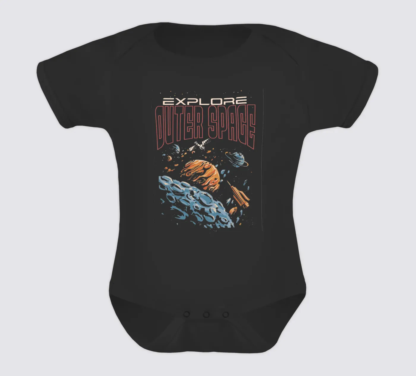 Explore outer space short-sleeve baby romper by Gunawan Rb