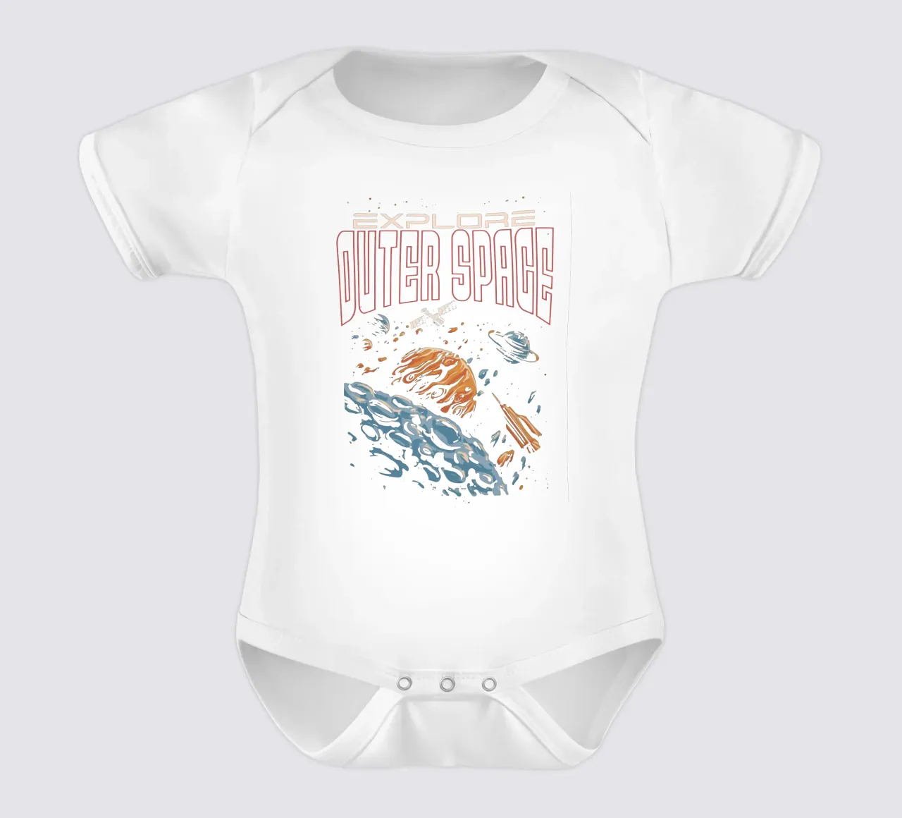 Explore outer space short-sleeve baby romper by Gunawan Rb