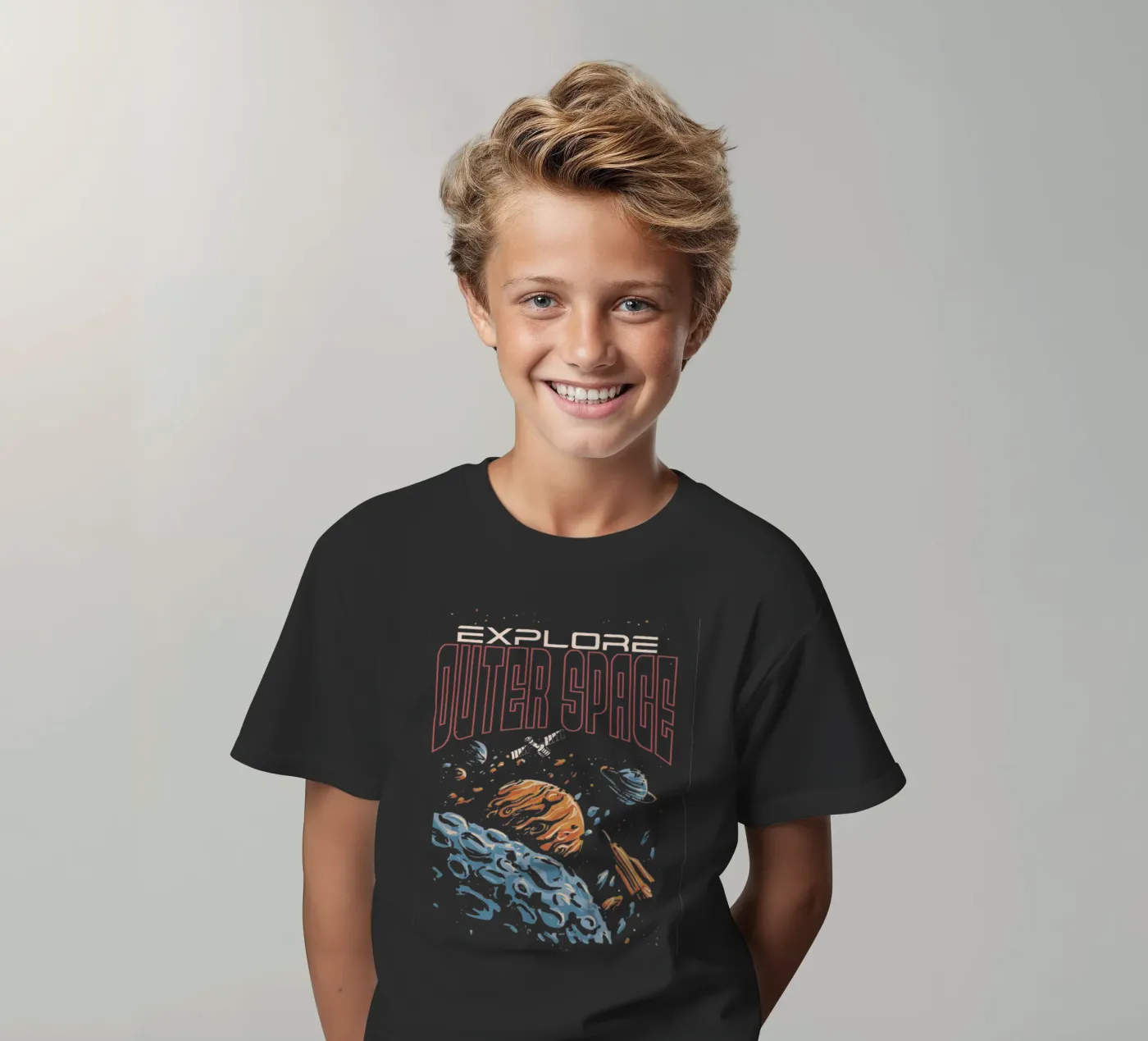 Explore outer space kids t-shirt by Gunawan Rb