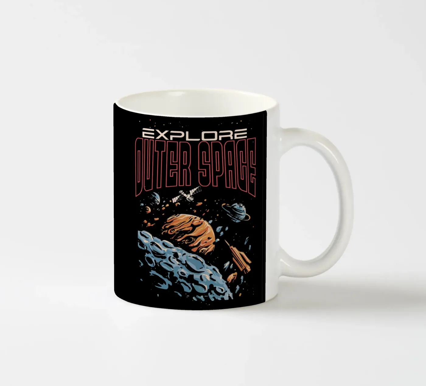 Explore outer space ceramic mug by Gunawan Rb