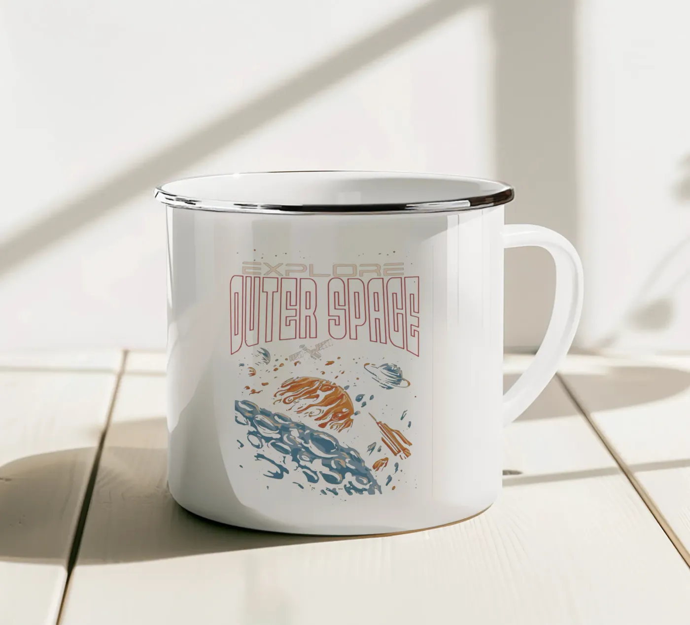 Explore outer space enamel mug by Gunawan Rb