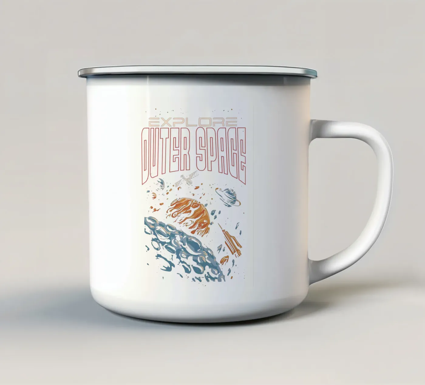 Explore outer space enamel mug by Gunawan Rb