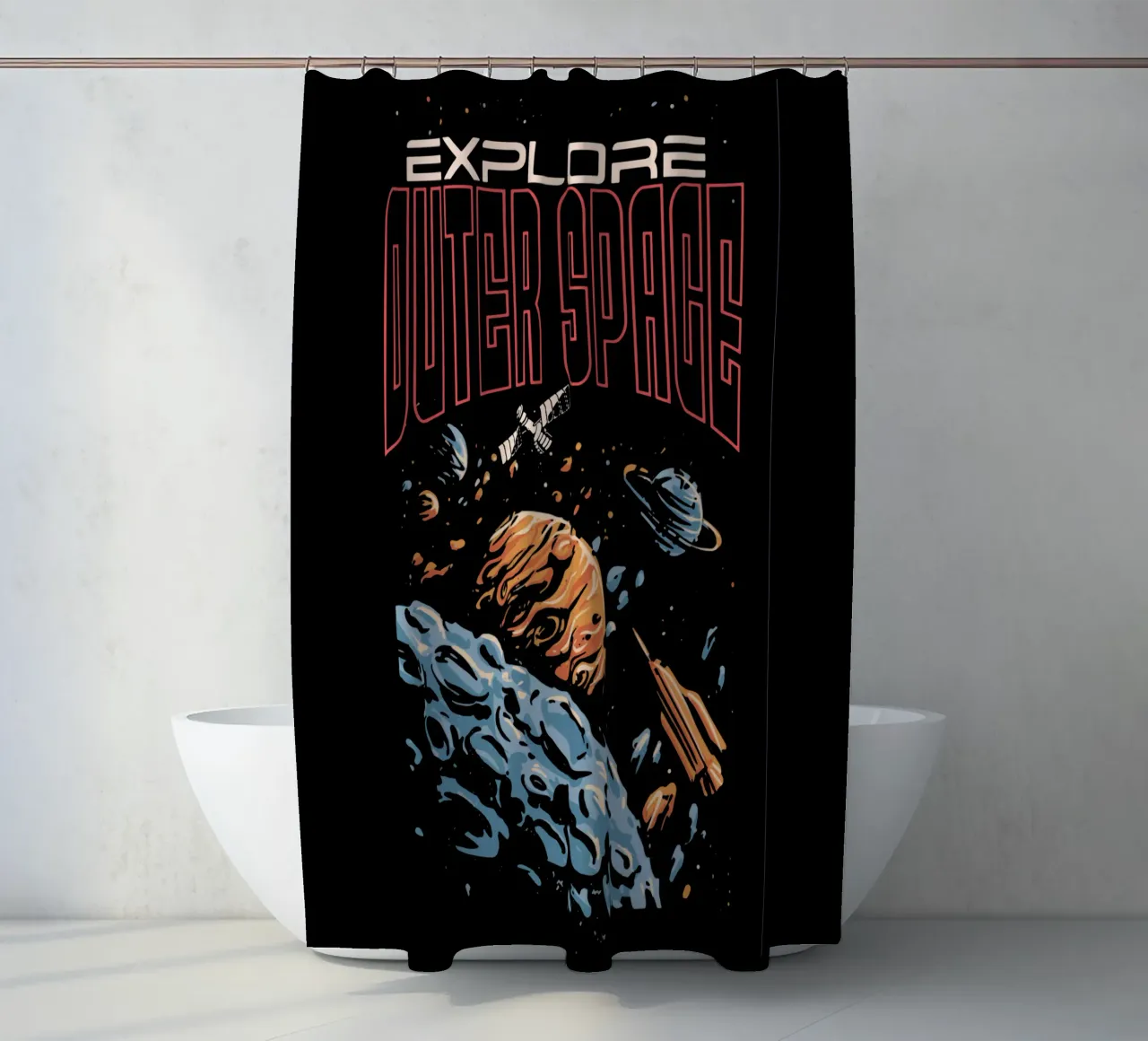 Explore outer space Duschvorhang von Gunawan Rb