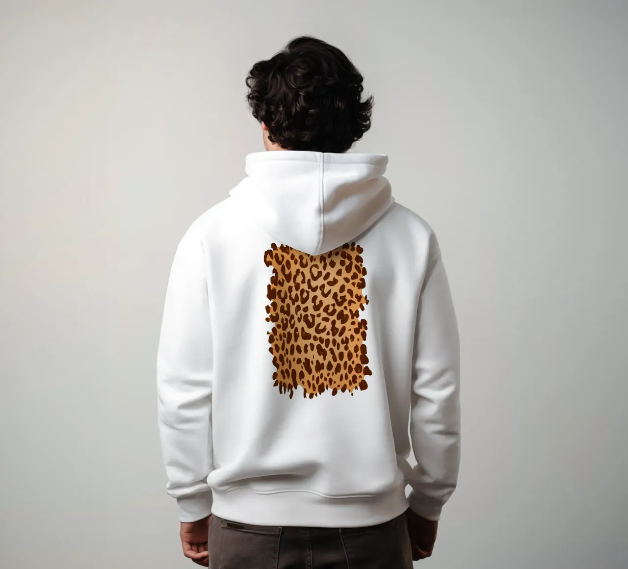 Classico marrone con stampa leopardo selvaggio felpa con cappuccio da SilverPegasus_second_shop