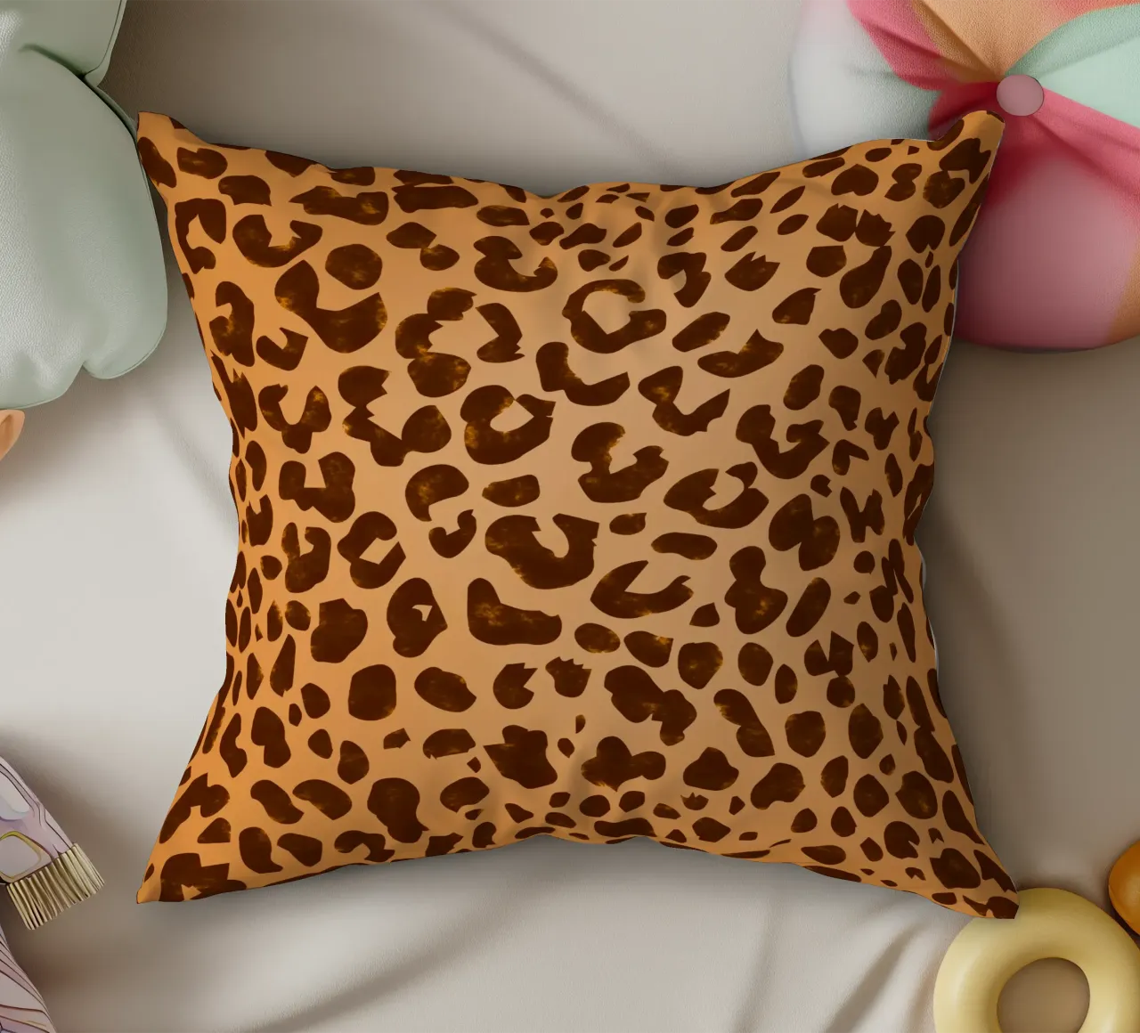 Classico marrone con stampa leopardo selvaggio cuscino da SilverPegasus_second_shop