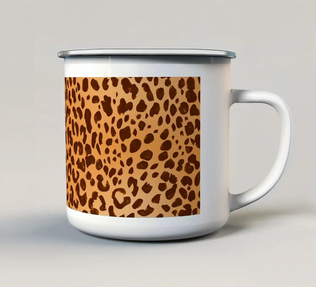 Classico marrone con stampa leopardo selvaggio tazza in smalto da SilverPegasus_second_shop