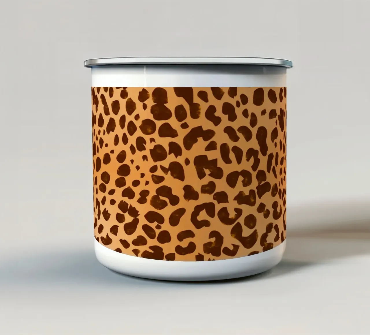 Classico marrone con stampa leopardo selvaggio tazza in smalto da SilverPegasus_second_shop