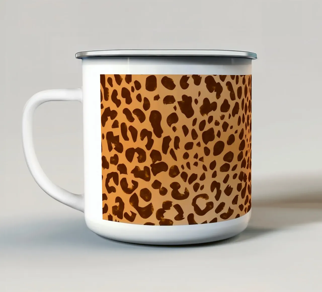 Classico marrone con stampa leopardo selvaggio tazza in smalto da SilverPegasus_second_shop