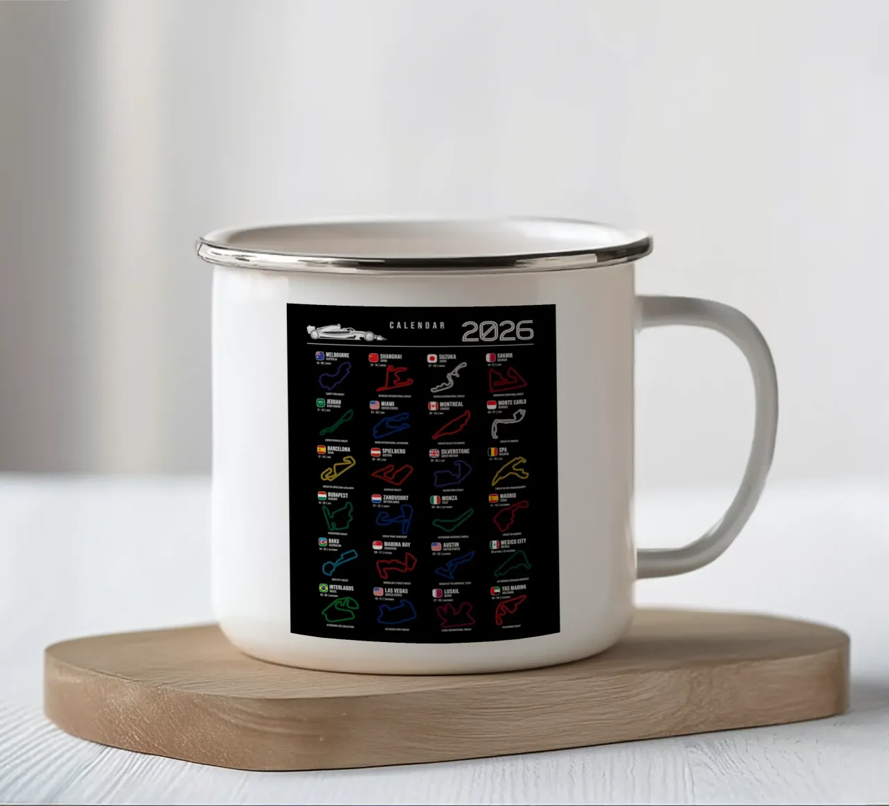 Programma Formula Cars 2026 tazza in smalto da Mariel Toigo