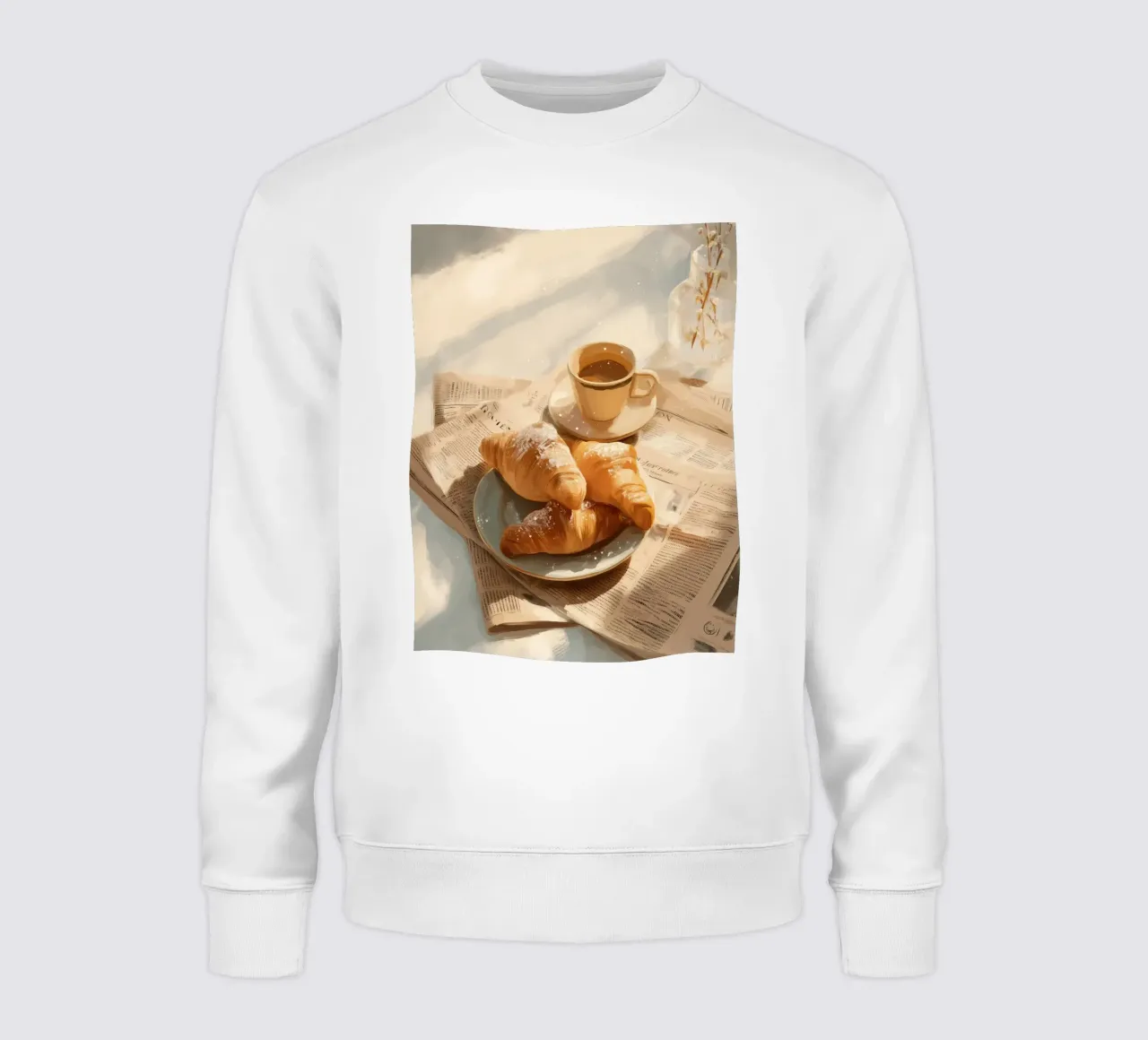 Croissant freschi e caffè in un accogliente momento invernale illuminato dal sole felpa da Holiday Hearth Prints