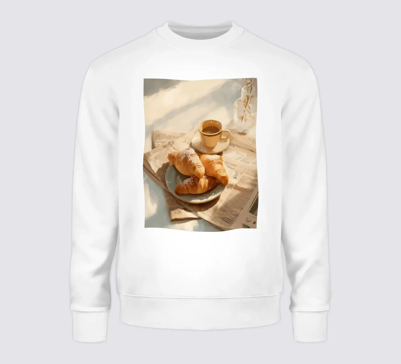 Croissant freschi e caffè in un accogliente momento invernale illuminato dal sole felpa da Holiday Hearth Prints