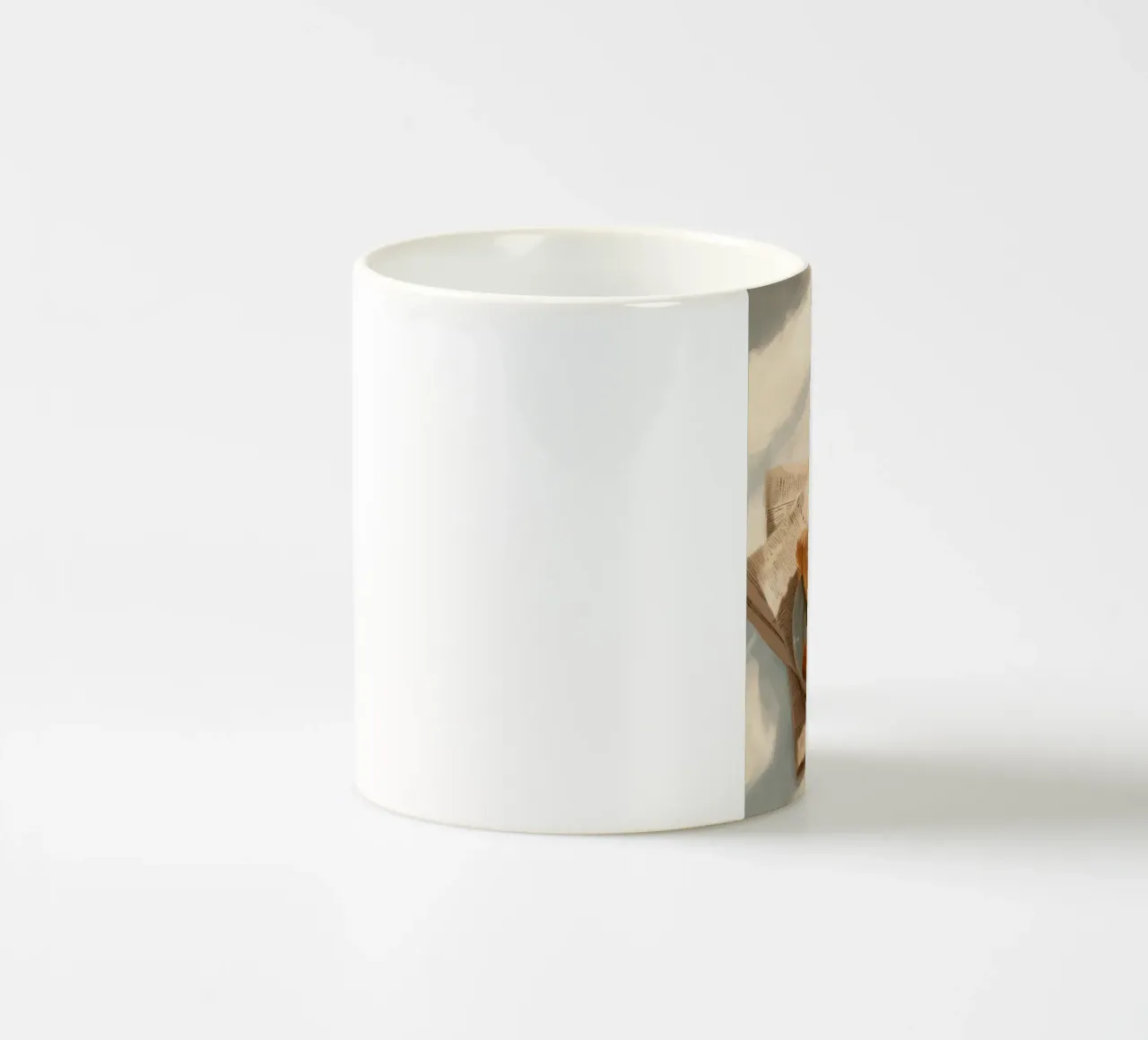 Croissant freschi e caffè in un accogliente momento invernale illuminato dal sole tazza in ceramica da Holiday Hearth Prints