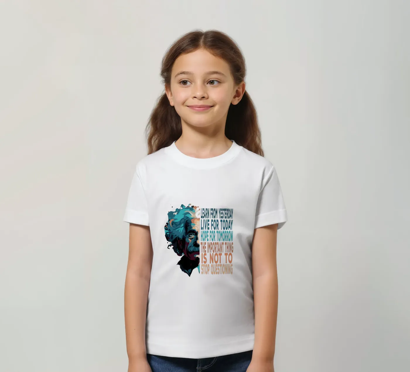 Albert Einstein Quote Kinder T-Shirt von Gunawan Rb