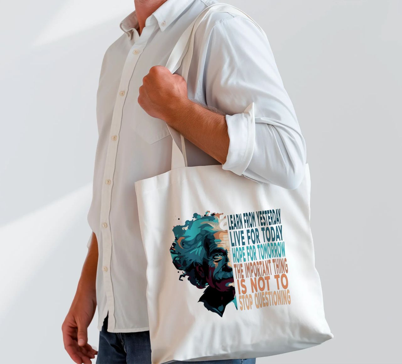 Albert Einstein Quote tote bag by Gunawan Rb