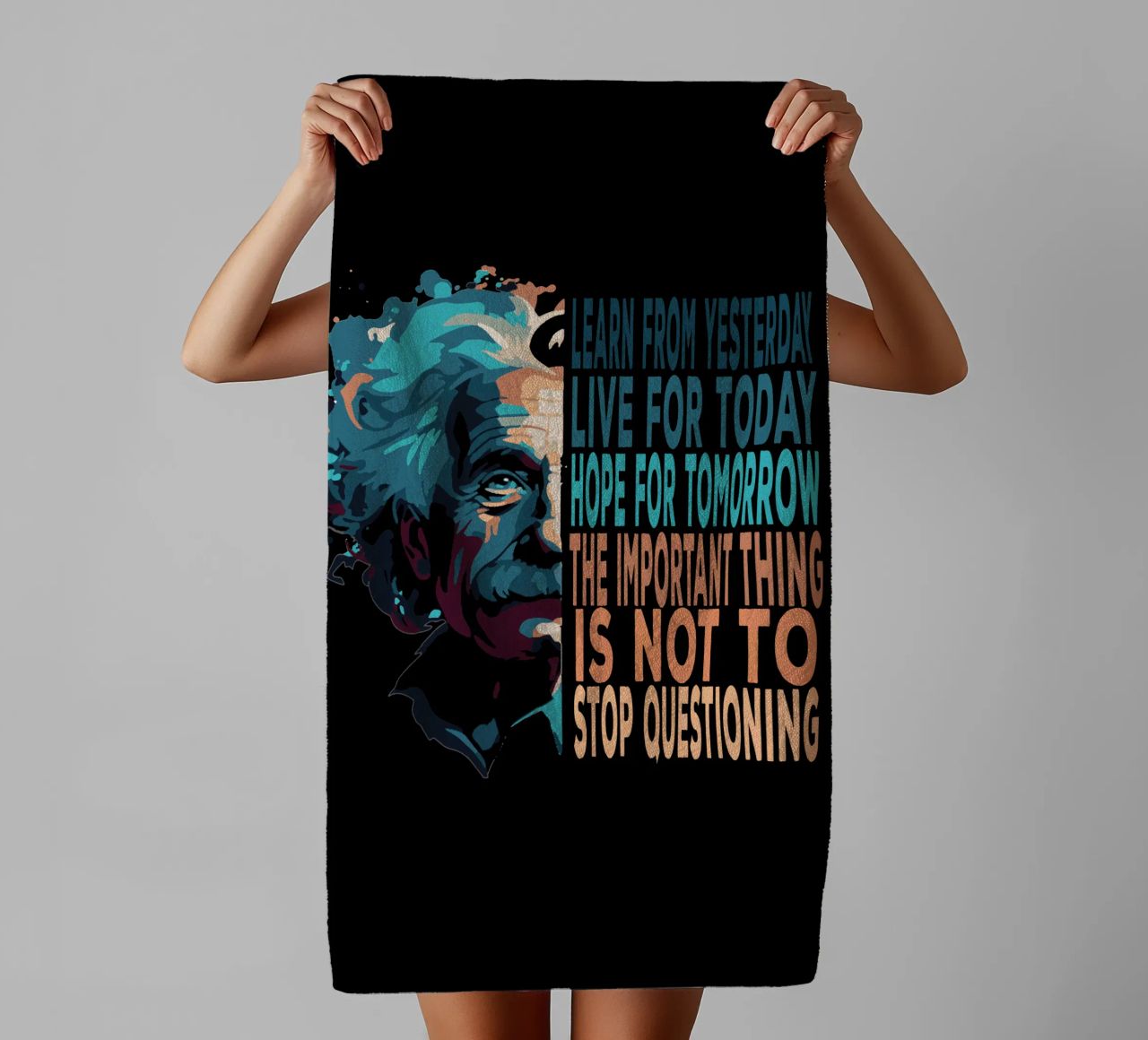 Albert Einstein Quote towel by Gunawan Rb