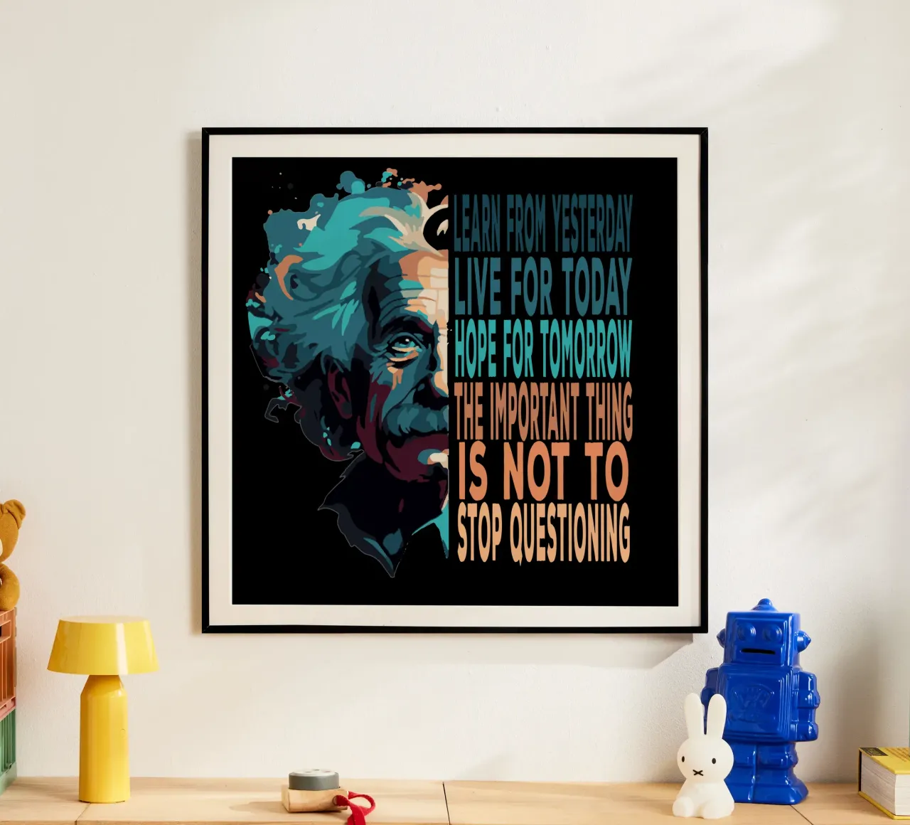 Albert Einstein Citazione poster con telaio in legno da Gunawan Rb