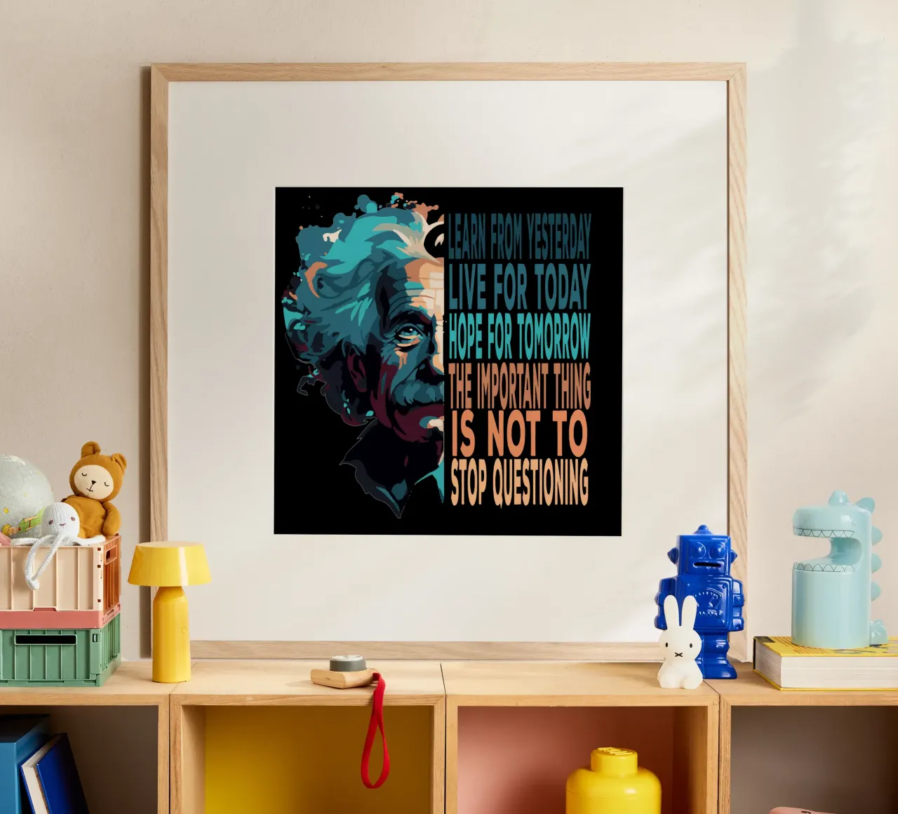 Albert Einstein Citazione poster con telaio in legno da Gunawan Rb