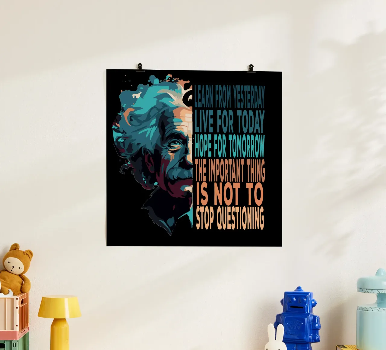 Albert Einstein Citazione poster con telaio in legno da Gunawan Rb