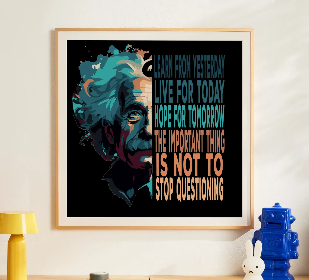 Albert Einstein Citazione poster con telaio in legno da Gunawan Rb