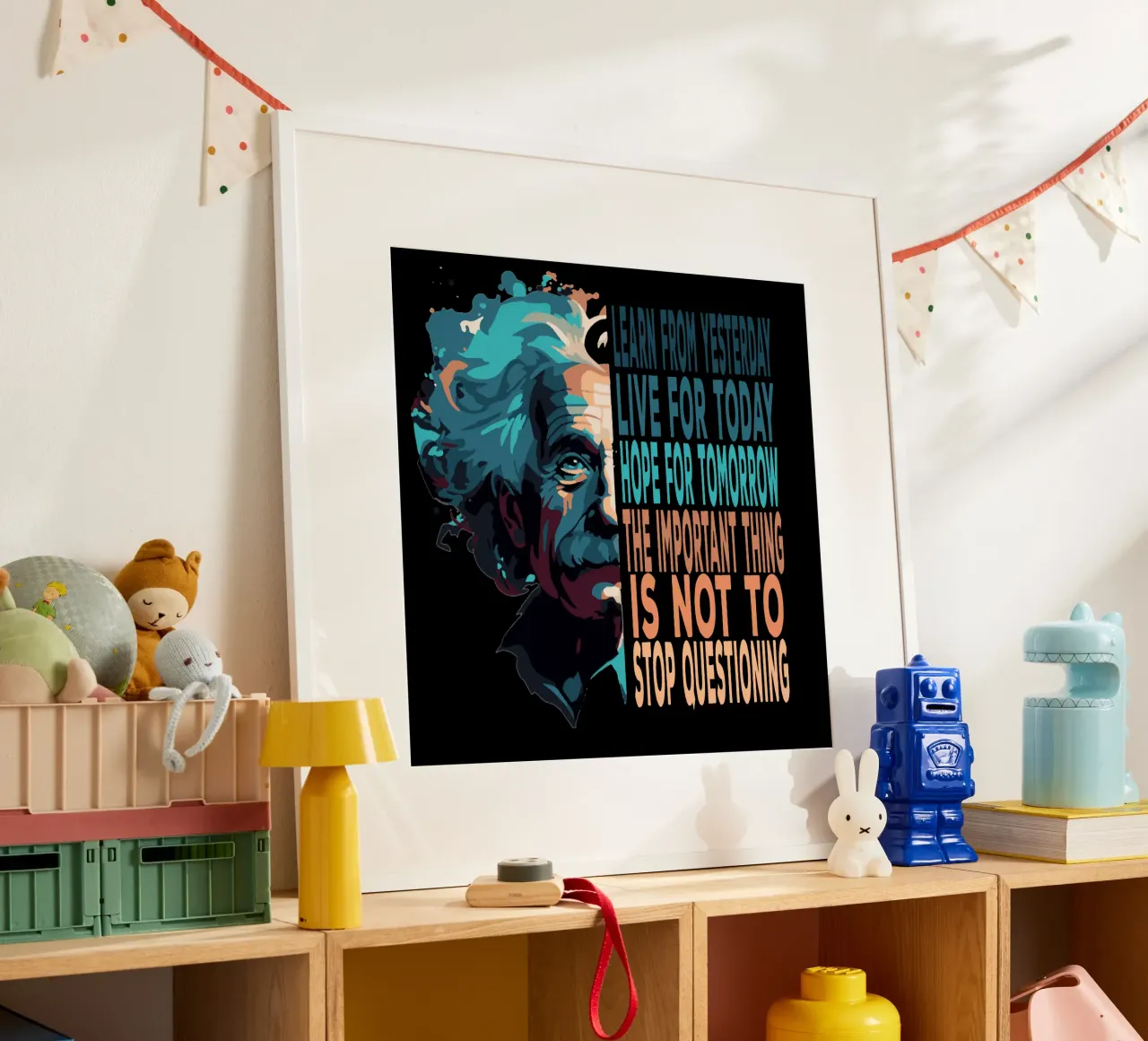 Albert Einstein Citazione poster con telaio in legno da Gunawan Rb